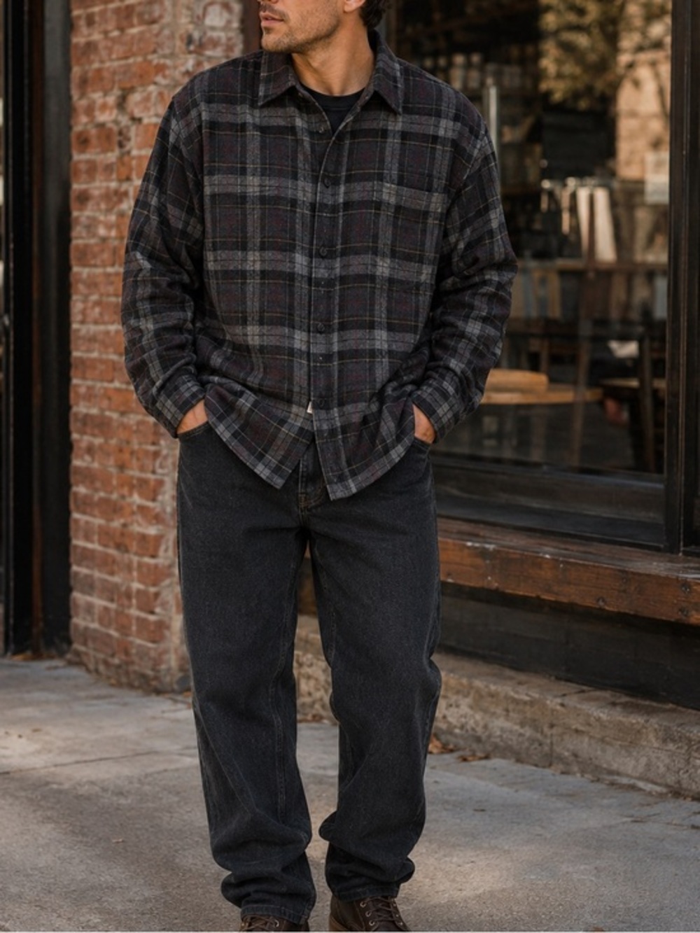 Vintage Plaid Long‎ Sleeve Flannel 2XL